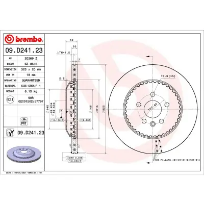 Disco de freno BREMBO 09.D241.23 Bestseller